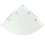 Corner Shelves 2 pcs with Chrome Supports Glass White 45x45 cm