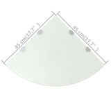 Corner Shelves 2 pcs with Chrome Supports Glass White 45x45 cm - Rear View