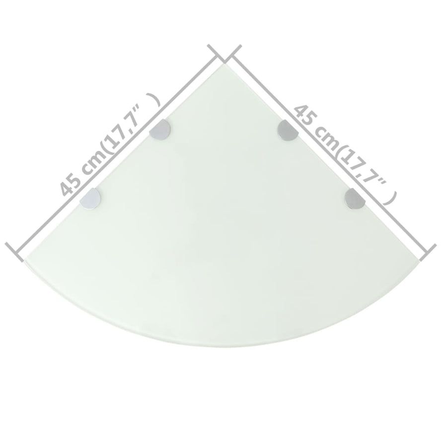 Corner Shelves 2 pcs with Chrome Supports Glass White 45x45 cm