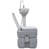 Portable Camping Toilet and Handwash Stand Set Grey - Side View
