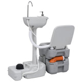 Portable Camping Toilet and Handwash Stand Set Grey - Top-Down View