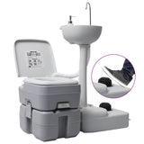 Portable Camping Toilet and Handwash Stand Set Grey - Rear View