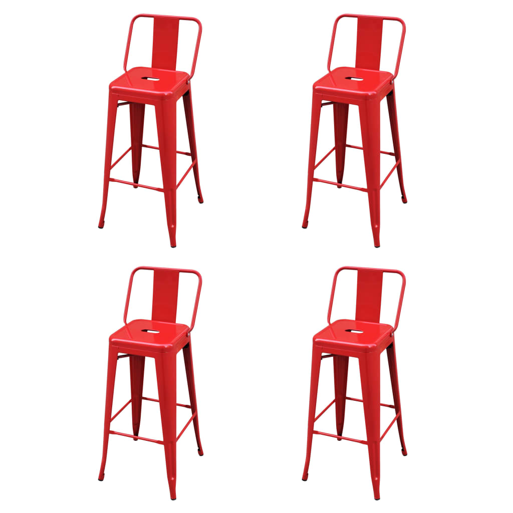 Bar Stools 4 pcs Red Steel