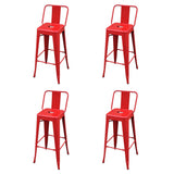 Bar Stools 4 pcs Red Steel