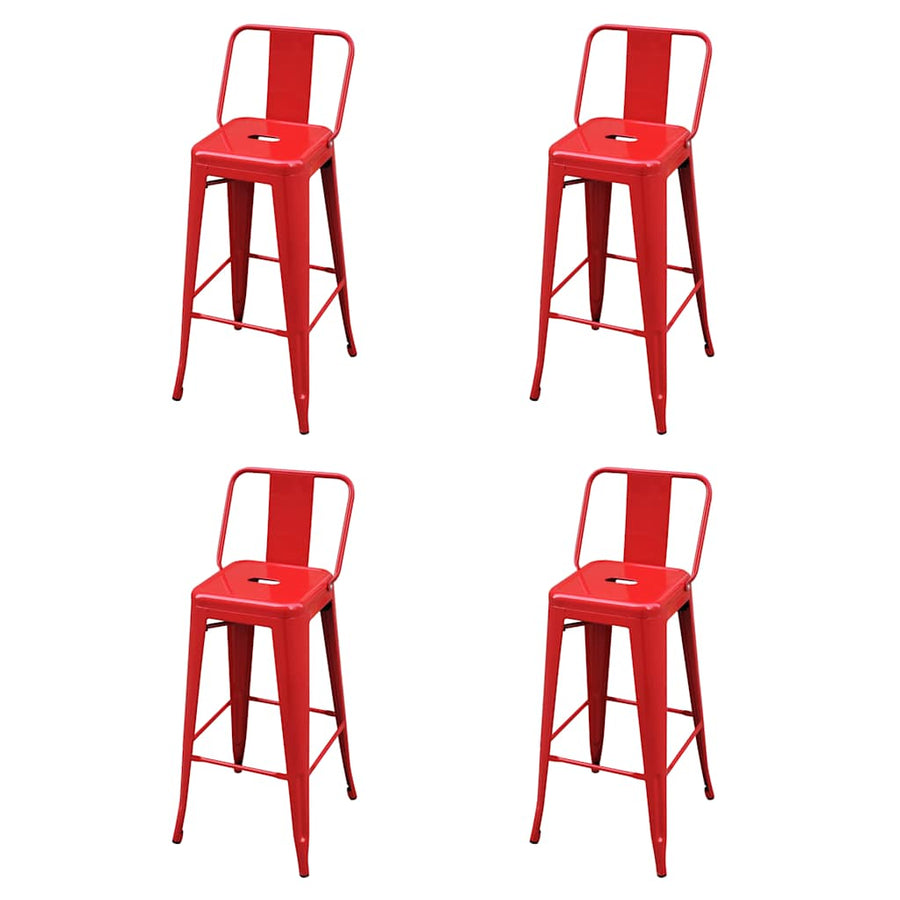 Bar Stools 4 pcs Red Steel