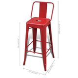Bar Stools 4 pcs Red Steel