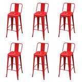 Bar Stools 6 pcs Red Steel