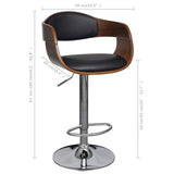 Bar Stools 2 pcs Black Bent Wood and Faux Leather - Close-Up Angle