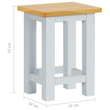 End Table 27x24x37 cm Solid Oak Wood - Rear View