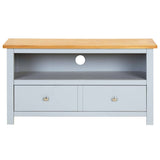 TV Cabinet 90x35x48 cm Solid Oak Wood - Front View