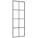 Sliding Door Aluminium and ESG Glass 76x205 cm Black - Front View