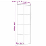 Sliding Door Aluminium and ESG Glass 76x205 cm Black - Rear View