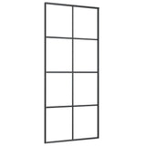 Sliding Door Aluminium and ESG Glass 90x205 cm Black - Front View