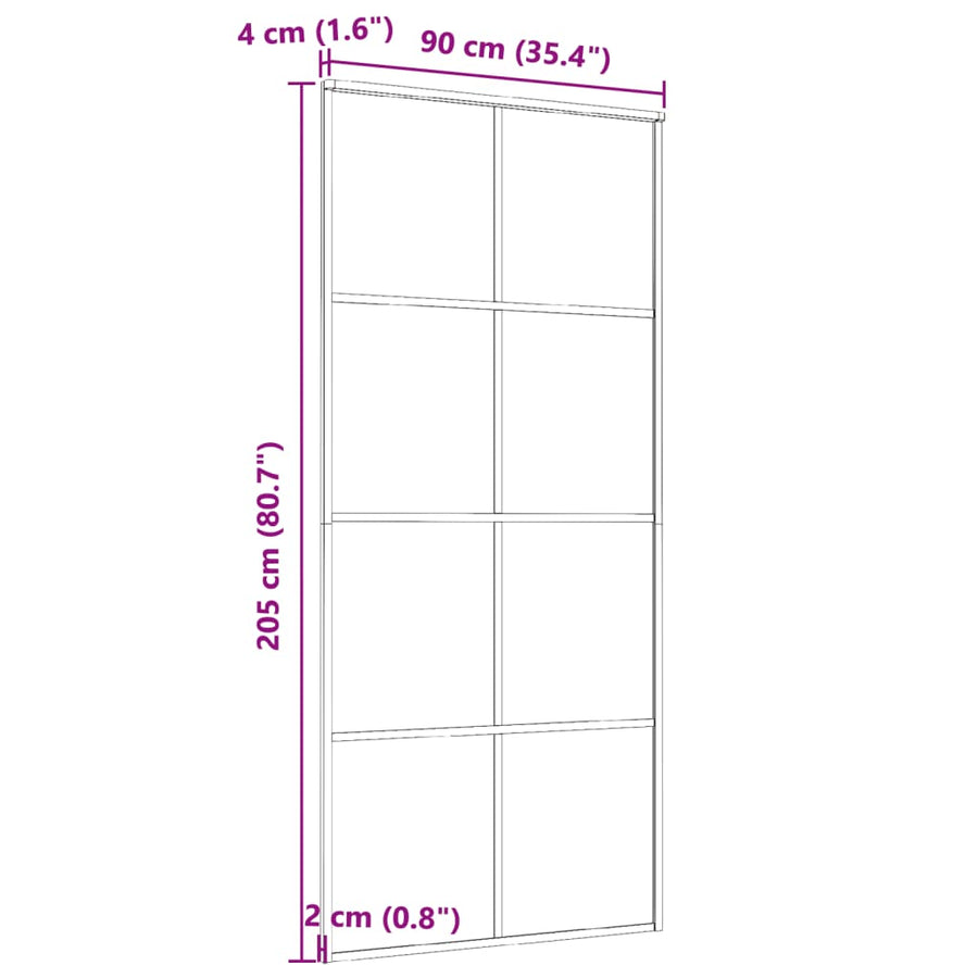 Sliding Door Aluminium and ESG Glass 90x205 cm Black
