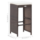 7 Piece Garden Bar Set with Cushions Poly Rattan Brown
