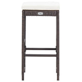 7 Piece Garden Bar Set with Cushions Poly Rattan Brown - 45-Degree Angle