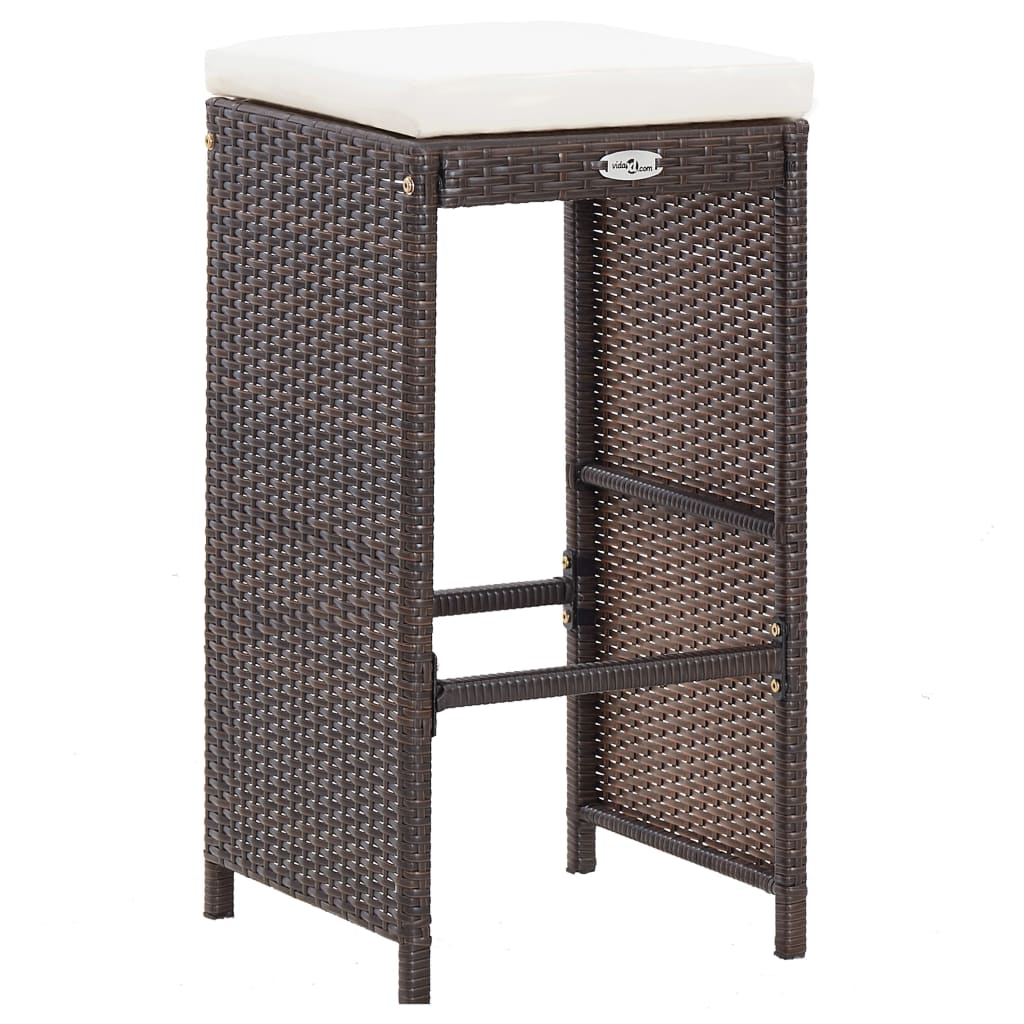 7 Piece Garden Bar Set with Cushions Poly Rattan Brown
