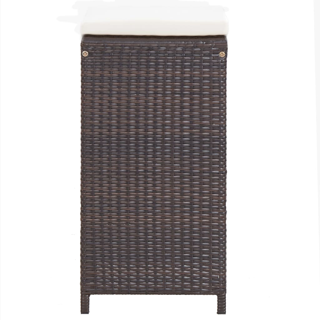 7 Piece Garden Bar Set with Cushions Poly Rattan Brown