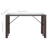 7 Piece Garden Bar Set with Cushions Poly Rattan Brown