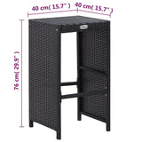 7 Piece Garden Bar Set with Cushions Poly Rattan Black
