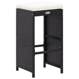 7 Piece Garden Bar Set with Cushions Poly Rattan Black
