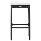 7 Piece Garden Bar Set with Cushions Poly Rattan Black