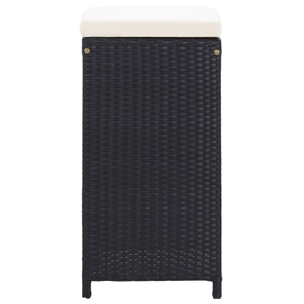 7 Piece Garden Bar Set with Cushions Poly Rattan Black