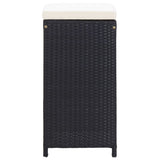 7 Piece Garden Bar Set with Cushions Poly Rattan Black - Close-Up Angle