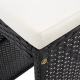 7 Piece Garden Bar Set with Cushions Poly Rattan Black - Low Angle