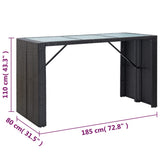 7 Piece Garden Bar Set with Cushions Poly Rattan Black