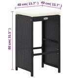 7 Piece Garden Bar Set with Cushions Poly Rattan Black