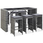 7 Piece Garden Bar Set with Cushions Poly Rattan Grey