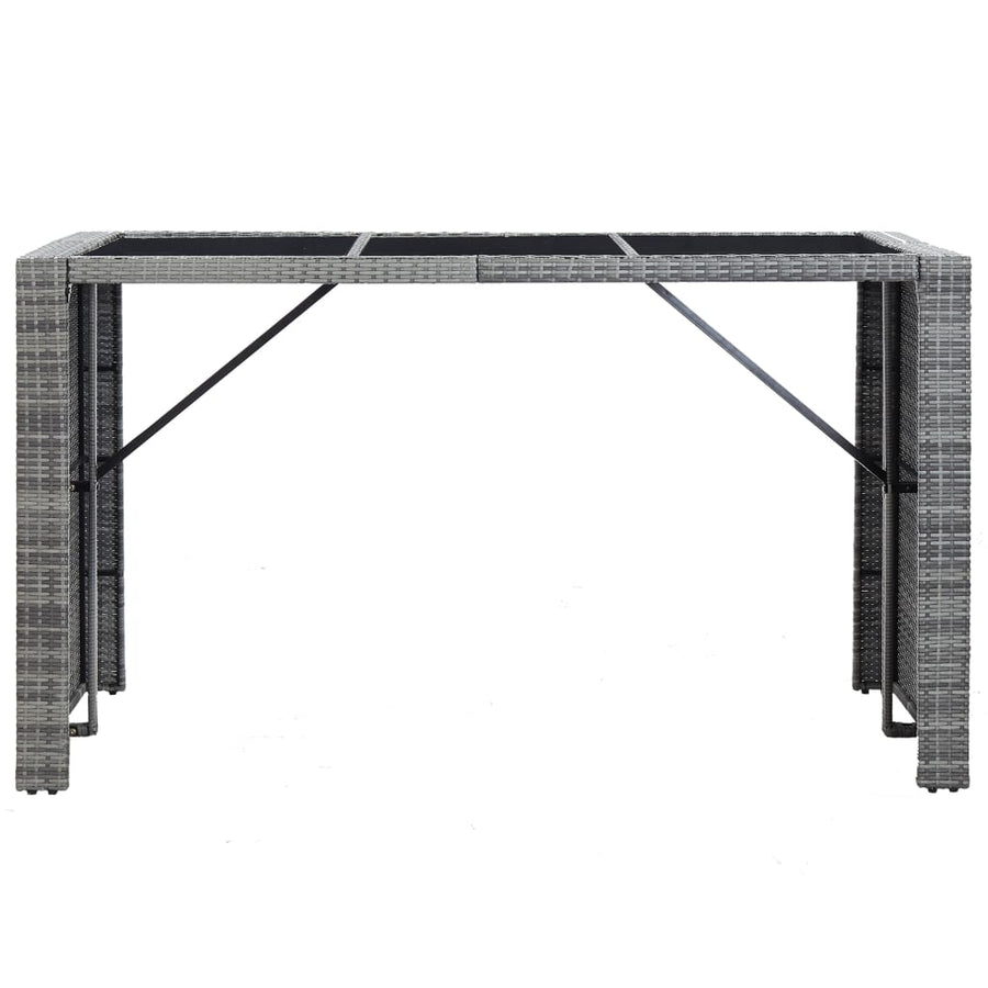 7 Piece Garden Bar Set with Cushions Poly Rattan Grey