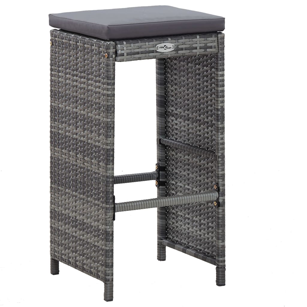 7 Piece Garden Bar Set with Cushions Poly Rattan Grey