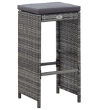 7 Piece Garden Bar Set with Cushions Poly Rattan Grey