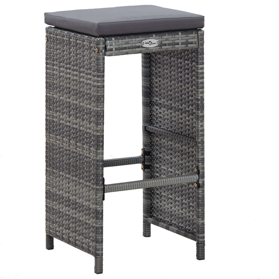 7 Piece Garden Bar Set with Cushions Poly Rattan Grey