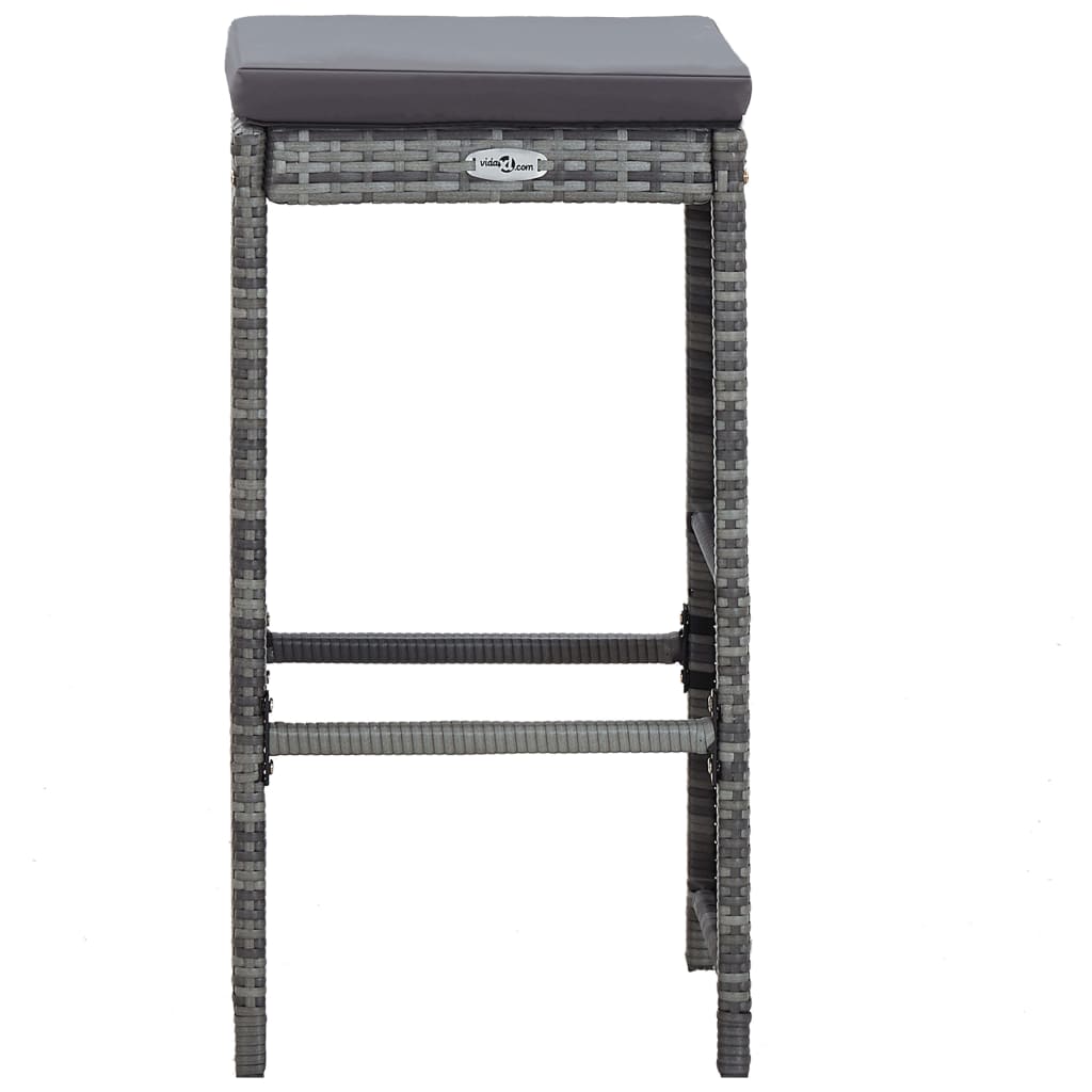 7 Piece Garden Bar Set with Cushions Poly Rattan Grey