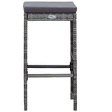 7 Piece Garden Bar Set with Cushions Poly Rattan Grey