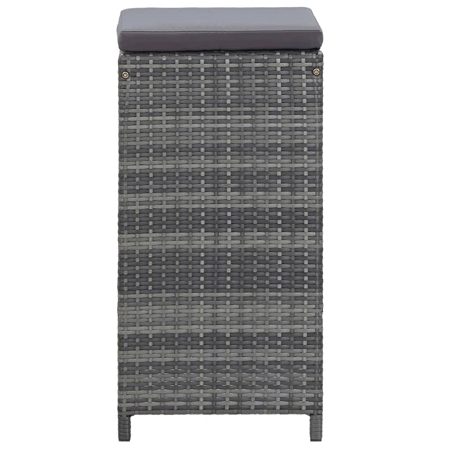 7 Piece Garden Bar Set with Cushions Poly Rattan Grey