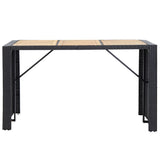 7 Piece Outdoor Bar Set with Cushions Poly Rattan Black - Close-Up Angle