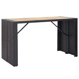 7 Piece Outdoor Bar Set with Cushions Poly Rattan Black - Low Angle