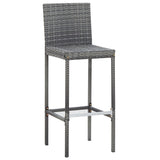 7 Piece Outdoor Bar Set with Cushions Poly Rattan Grey - Side View