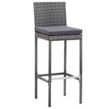 7 Piece Outdoor Bar Set with Cushions Poly Rattan Grey - Top-Down View