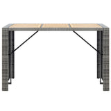 7 Piece Outdoor Bar Set with Cushions Poly Rattan Grey - Rear View