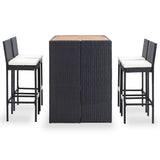 5 Piece Outdoor Bar Set Poly Rattan and Acacia Wood Black