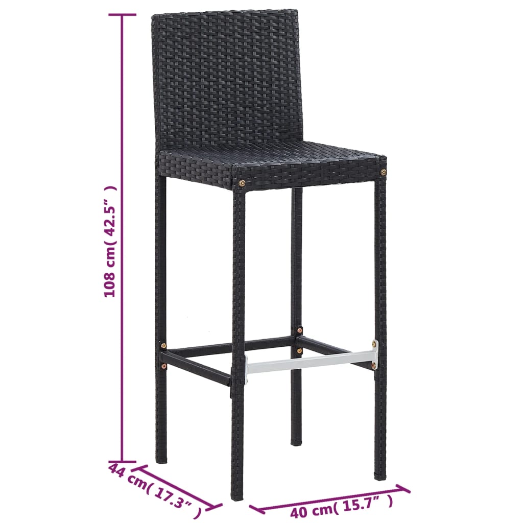 5 Piece Outdoor Bar Set Poly Rattan and Acacia Wood Black