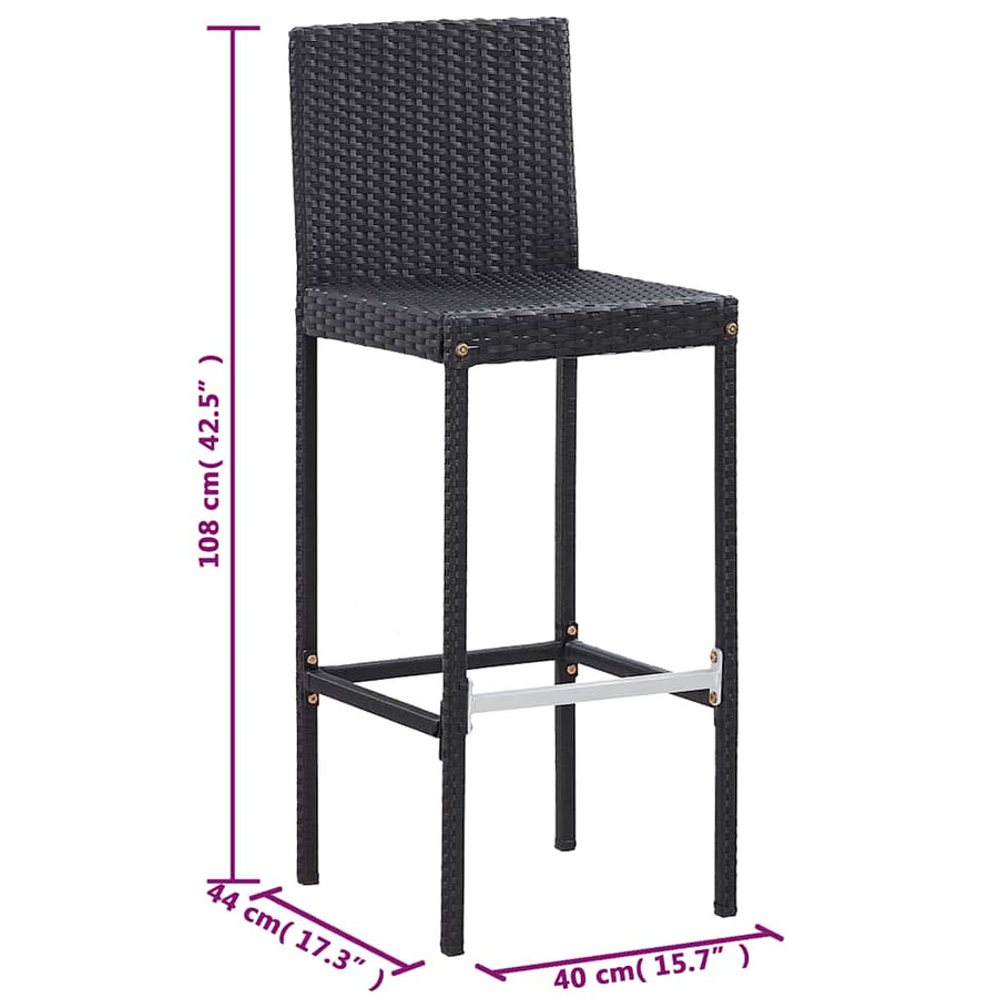 5 Piece Outdoor Bar Set Poly Rattan and Acacia Wood Black
