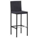 5 Piece Outdoor Bar Set Poly Rattan and Acacia Wood Black - Side View