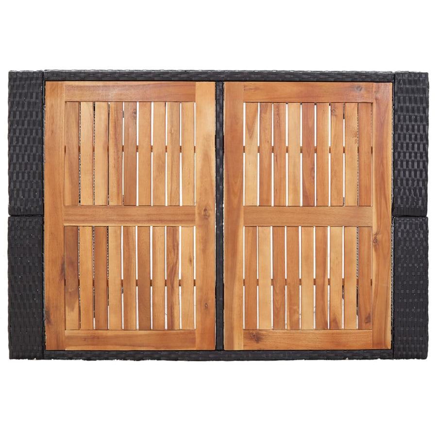 5 Piece Outdoor Bar Set Poly Rattan and Acacia Wood Black
