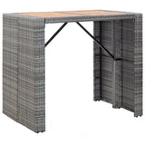 5 Piece Outdoor Bar Set Poly Rattan and Acacia Wood Grey - Top-Down View